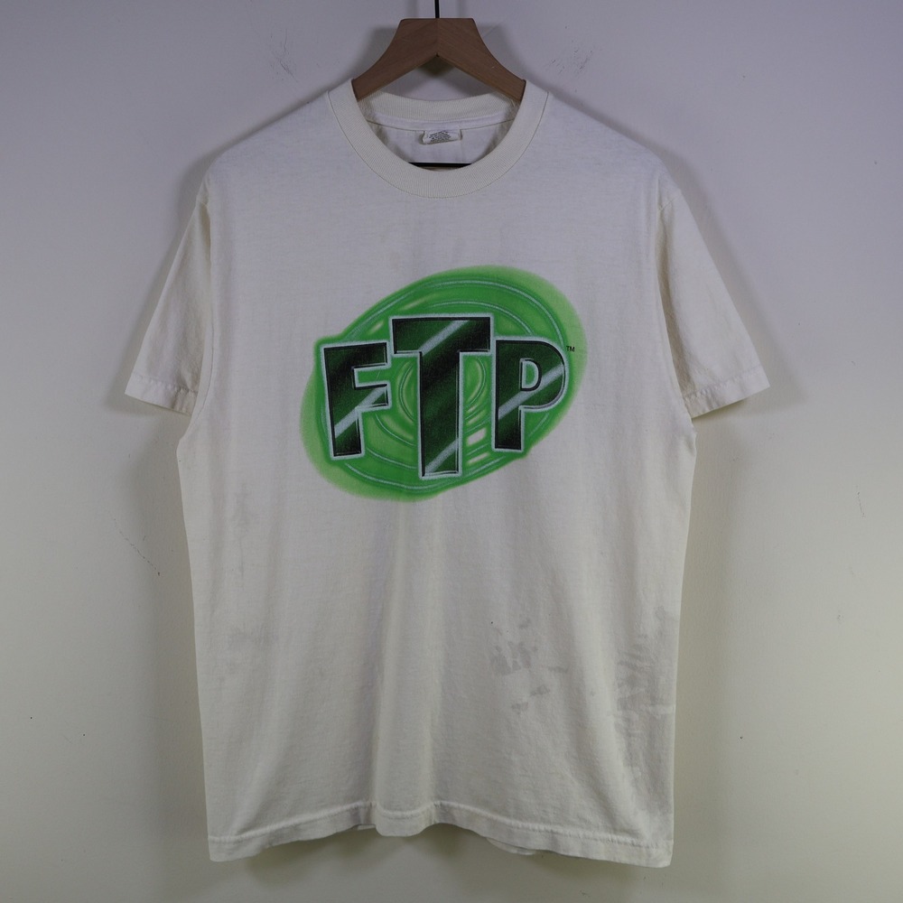 FTP Pedigree Big Logo Graphic T-Shirt Size Large White Green Streetwear Tee